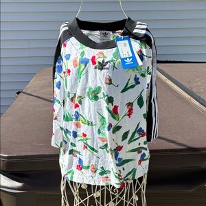 Adidas Multicolor Floral Raglan Tee new tags